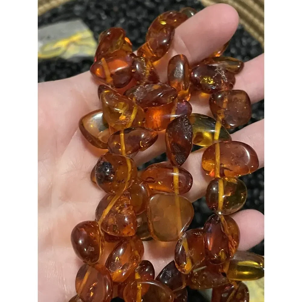 Vintage Honey Amber Baltic Sea~Nuggets Chips Necklace Scroll Close~24”